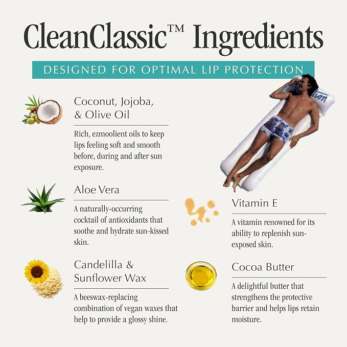 Vacation Strawberry Jello Salad SPF 30 Sunscreen Lip Balm 3-Pack, Lip Balm Made Without Beeswax, Lip Balm with Sunscreen, Lip Balm SPF Set, Lip Sunscreen, Water Resistant, Vegan (Pack of 3)