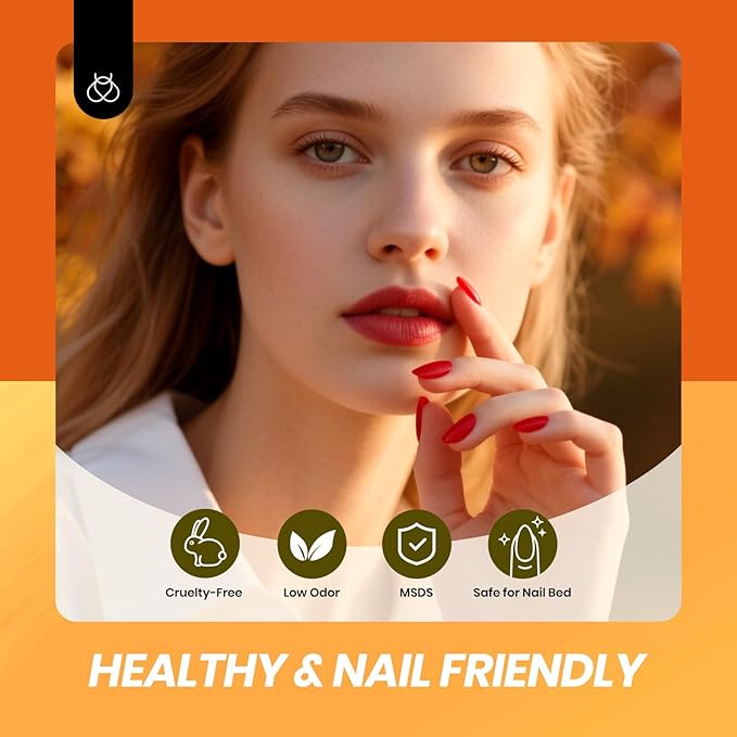 Beetles Jelly Gel Nail Polish Set - 6 Colors Yellow Orange Burgundy Red Purple Green Fall Gel Polish Kit Sheer Translucent Effect Soak off UV Nail Art Autumn Prism Series Manicure Gift for Women