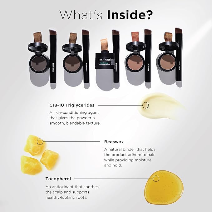 Thick Fiber Root Touch Up Powder, Medium Brown - Water & Sweat Resistant Hair Loss Concealer Set with Brush for Thin Hairlines and Gray Root Coverage