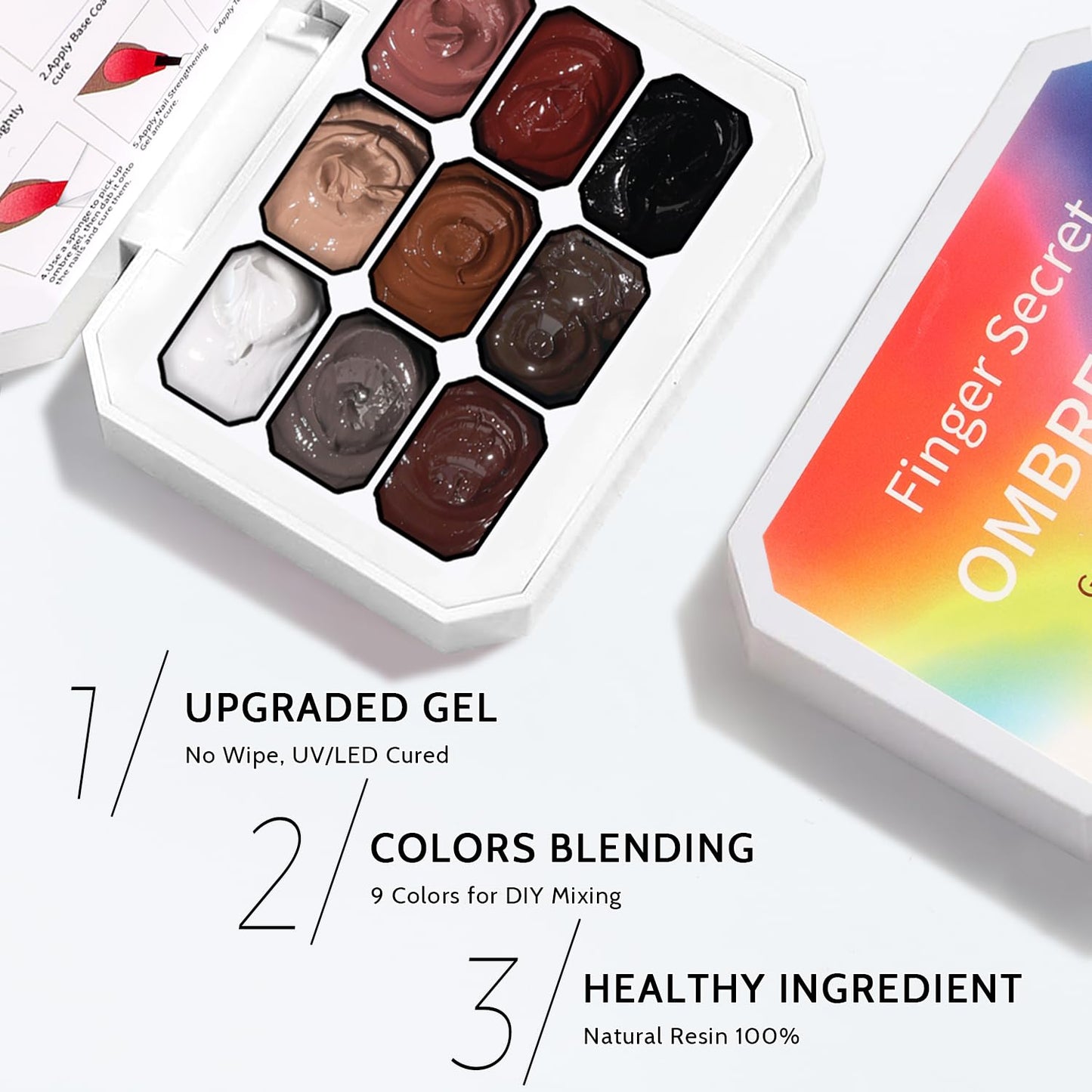 Sponge Pat Paint Nail Gel, 9 Colors Ombre Nails Gradient Gel Nail Blush Blooming Aura Nails Drawing Stripper Floral Painting Nail Art, No Wipe, UV/LED Curing (All-in-One Kit)