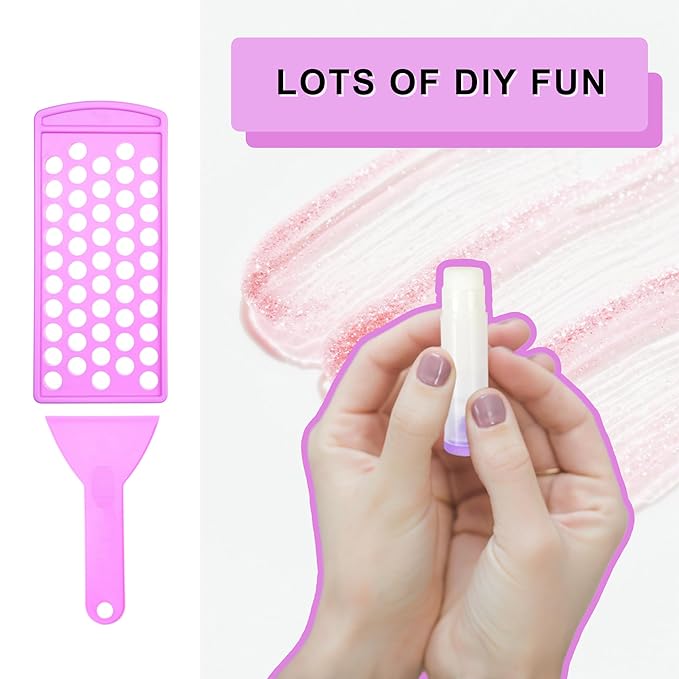 Lip Balm Filling Tray and Spatula (2 Sets) - Fast and Easy To Use - Just Pour & Spread - Instantly Fills 50 Lip Balm Containers (sold separately) - Make Your Own Natural Lip Balm Chapsticks at Home