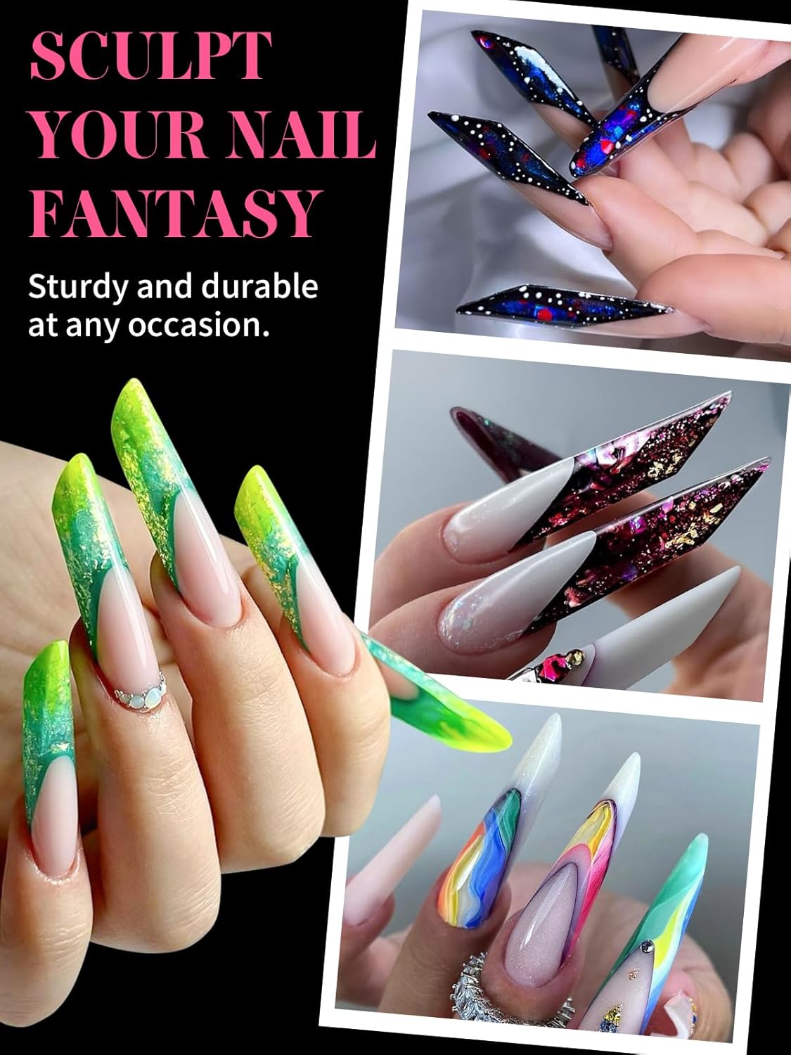 EBANKU Dual Nail Forms for Poly Extension Gel, 150 PCS Clear Coffin Nail Molds Reusable 15 Sizes Nail Extension Forms for Builder Gel Manicure Design Salon DIY