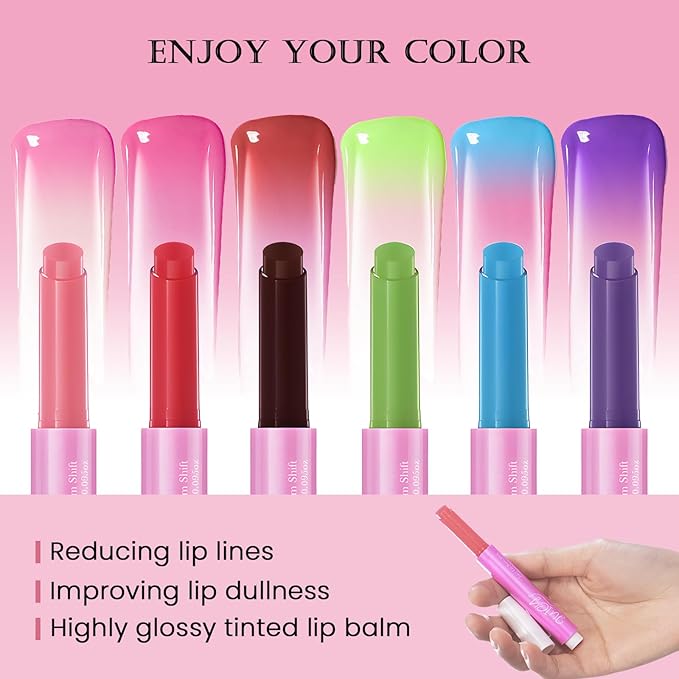DAGEDA Tinted Lip Balm, Moisturizing Magic Color Changing Lipstick, Soothing Hydrating Lip Balm Tinted, Glossy Lip Plump Gloss Butter Balm, Lightweight, Non-Greasy, 04
