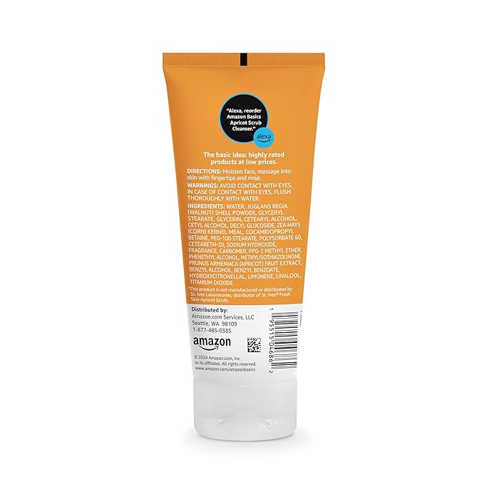 Amazon Basics Apricot Scrub Facial Cleanser, 6 Ounce (Previously Solimo)