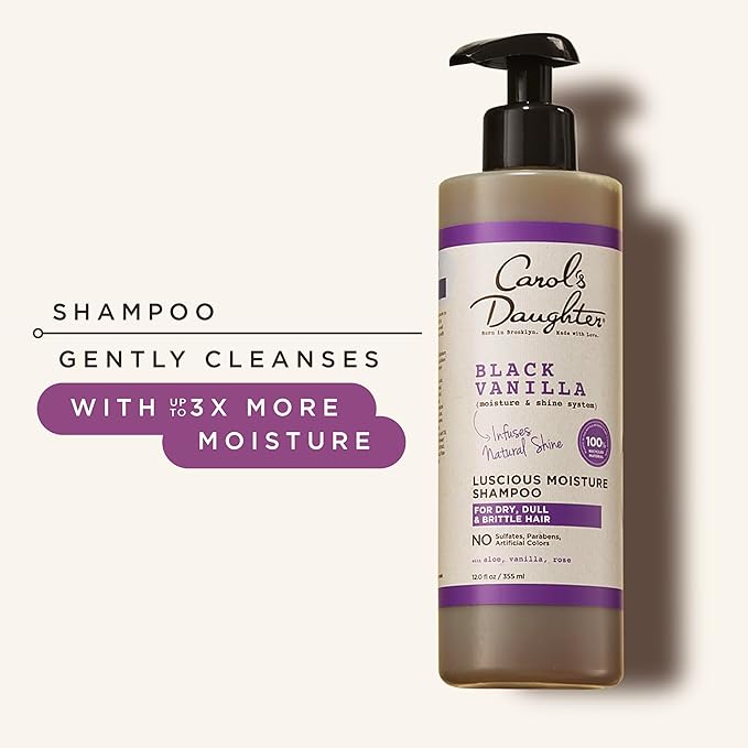Carol's Daughter Black Vanilla Moisture Sulfate Free Shampoo for Curly, Wavy or Natural Hair, Moisturizing Hair Care for Dry, Damaged Hair, 12 Fl Oz