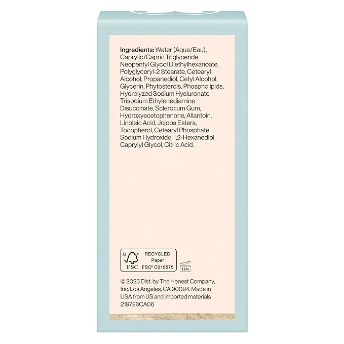 Honest Beauty Sensitive Skin Daily Calm Lightweight Moisturizer | Reduces Redness, Hydrates, + Calms Skin | Hypoallergenic, Fragrance Free, Vegan | 1.7 fl oz