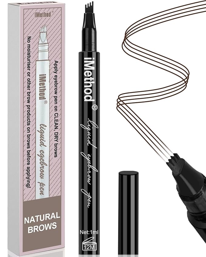 iMethod Eyebrow Pen - iMethod Eyebrow Pencil with a Micro-Fork Tip Applicator Creates Natural Looking Brows Effortlessly and Stays on All Day, Black/Brown