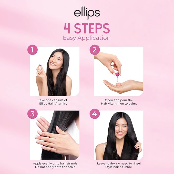 Hair Vitamin Smooth & Shiny - 50 Capsules, Heat Protectant Oil for Frizzy Hair - With Vitamin B5