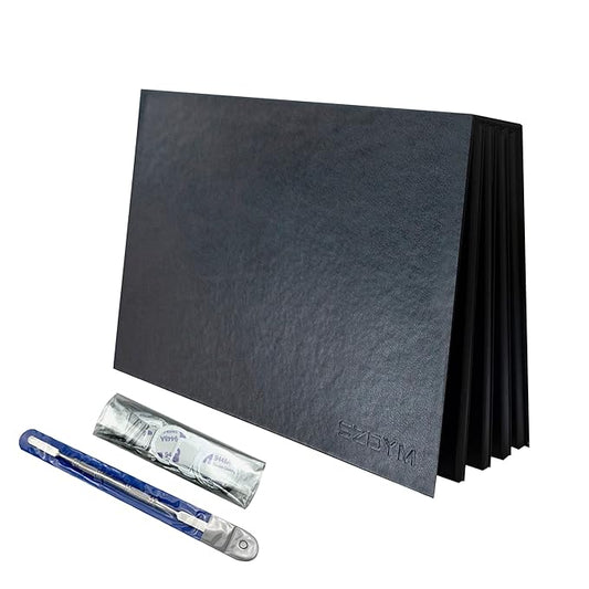4 layers Empty magnetic Book Shaped palette （Black PU leather surface）with Depotting Spatula and 100 piece Metal Stickers