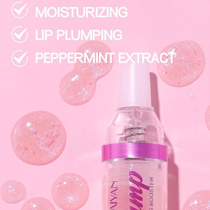 Lip Plumping Booster, Plumping Lip Oil with Chili Extract, Plump & Pout Lip Plumper, Slightly Spicy Lip Plumping Gloss, Fuller Lips Instantly, Hydrating, High-Shine