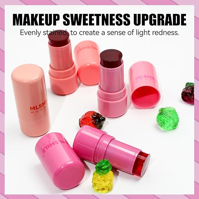 Cooling Water Jelly Tint,Jelly Blush Stick,Long Lasting Milk Jelly Blush Stick-1,000+ Swipes Per Stick,Jelly Texture Moisturising,Buildable Watercolor Finish (B, S)