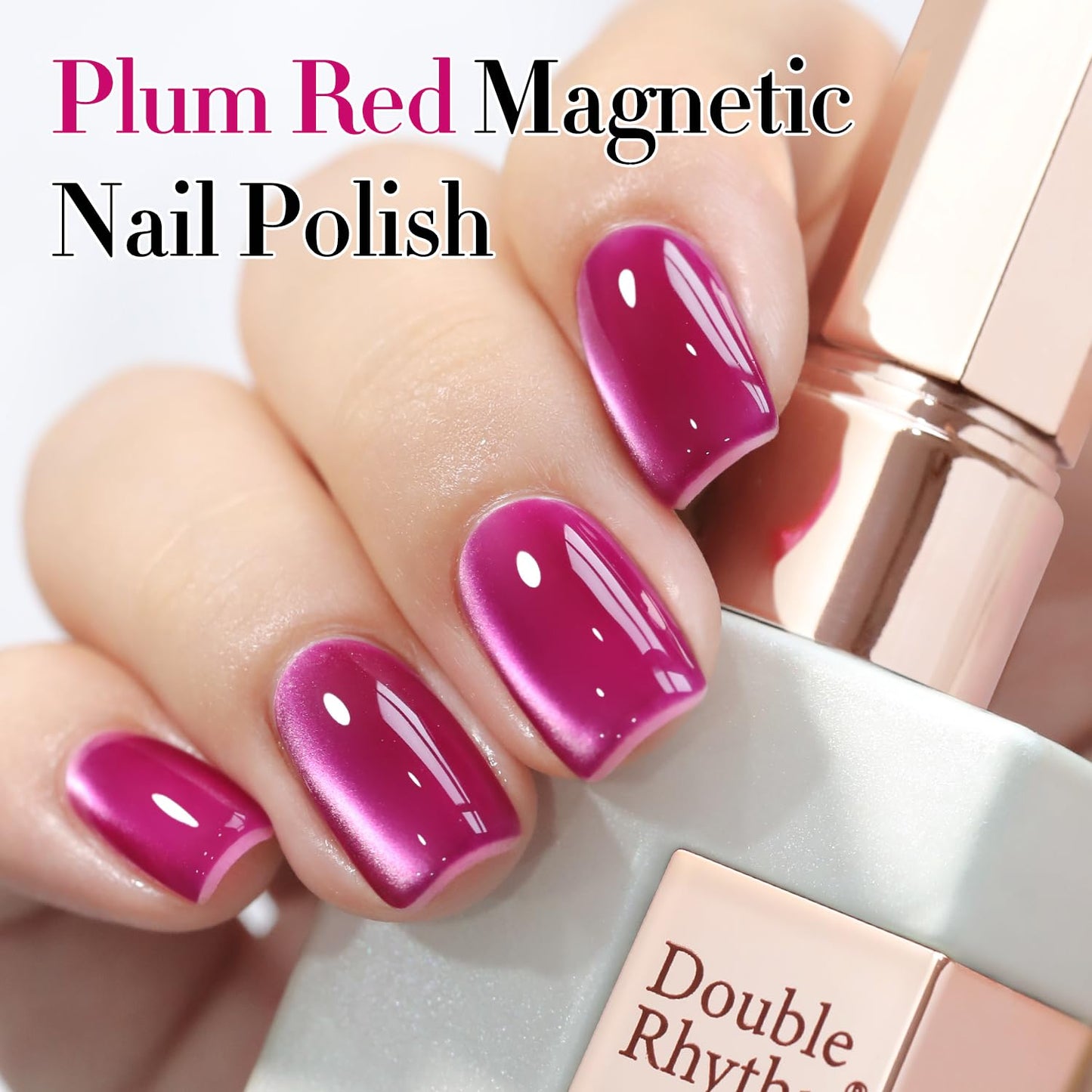 Double Rhythm Jelly Glass Cat Eye Gel Polish with Magnet 15ML Holographic Glitter Shimmer Translucent Sheer Color Magnetic Nail Polish Salon DIY at Home (Jelly Violet-MC1119)