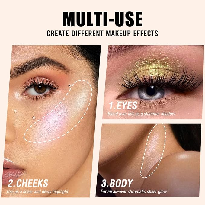 Highlighter Makeup Palette Shimmer Contour Palette Powder for Brighten Face Contour Gold Cheek Highlight Makeup, Long Lasting Highlighter Powder with Mirror for Illuminator Makeup (PINK GOLD)