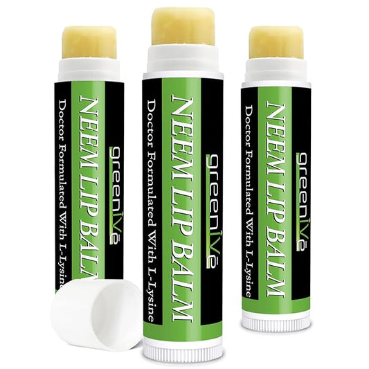 GreenIVe Neem Lip Balm, Vegan Lip Moisturizer with L-Lysine, Soothe and Soften (3)