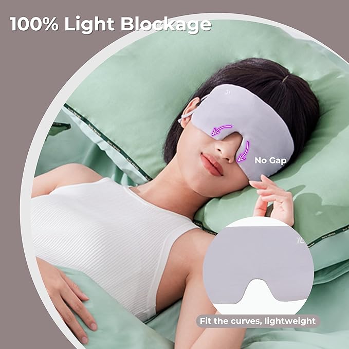 7C Soft Sleep Mask - Eye Mask - Hyaluronic Acid Anti-Aging Under Eye Cover with Adjustable Ear Elastic Straps for Full Night Sleep, Nap, Reduces Puffy Eyes Gifts