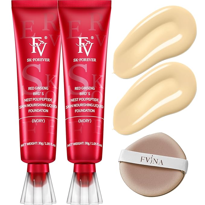 FV Waterproof Foundation, Lightweight & Medium Coverage Foundation with Matte Finish, Oil Control Long Lasting Liquid Foundation Makeup for Oily Normal Skin (Ivory)