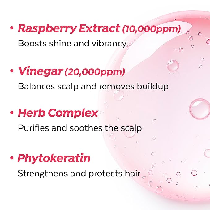 A’PIEU Raspberry Hair Vinegar Rinse & Refill Bundle 6.76 + 13.6 fl oz - Scalp Treatment for pH Balance | Clarifying, Dandruff & Oil Control | Silky, Shiny Hair