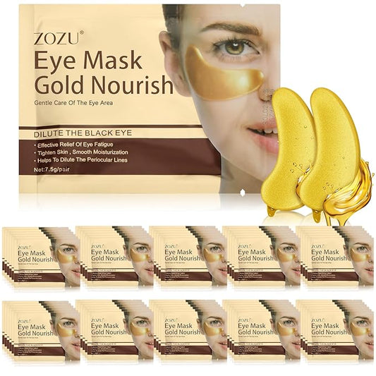 60 Pairs 24k Gold Under Eye Patches for Dark Circles Puffiness Wrinkles Individually Packaged Under Eye Patches Mask with Acid and Collagen for Relieves Pressure and Reduces Wrinkles