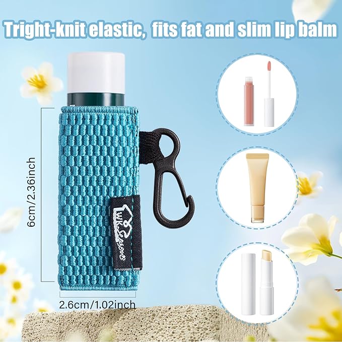 WKieason Lip Balm Sleeves Holder Keychain Bulk 10pcs Clip on Chapstick Key chain Holder Lip Gloss Keychain Holder Sleeve Tight-Knit Elastic Lipstick Key Chain Holder