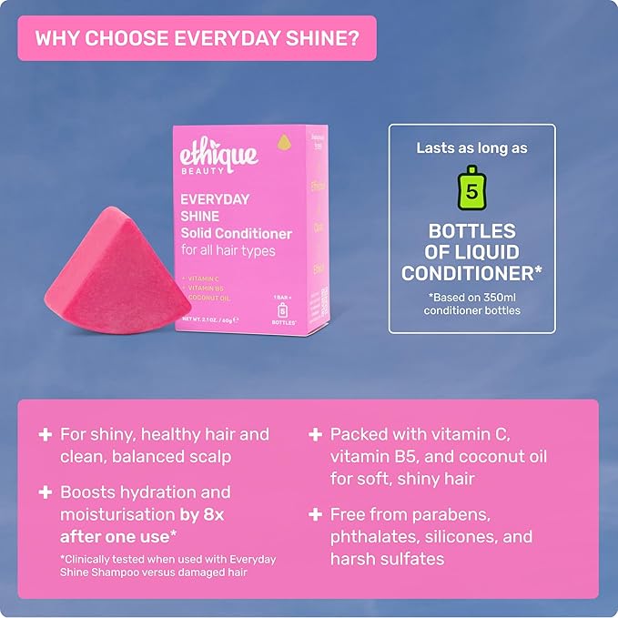 Ethique Everyday Conditioner Bar for soft, shiny hair with Vitamin C - Plastic-Free, Cruelty-Free, Vegan, 2.12 oz - Formerly The Guardian