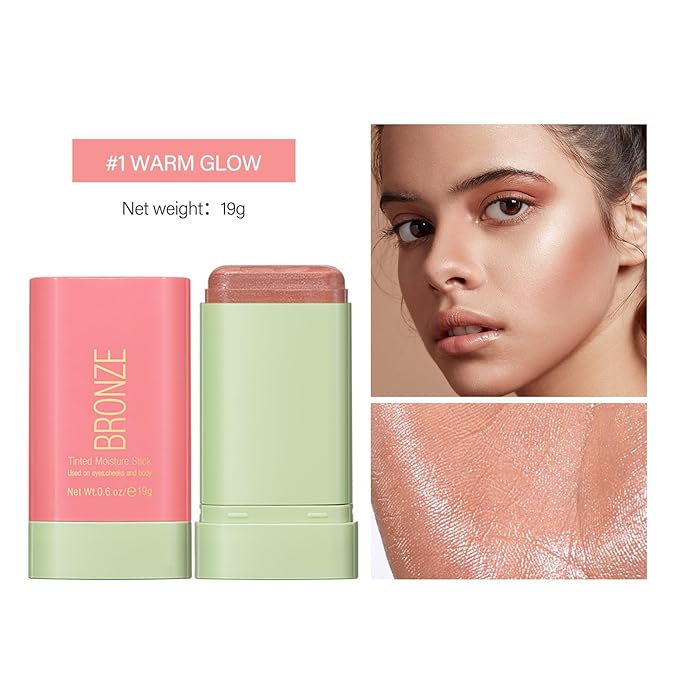 Blush Stick, Cream Blush Stick for Cheeks & Lips, Blendable Long-Lasting Multi-Use Contour Stick & Highlighter Makeup (WARM GLOW)