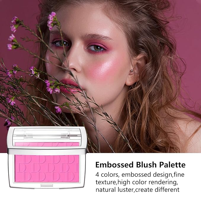 Embossed Blush, Palette Pink Dark Powder Blush Palette