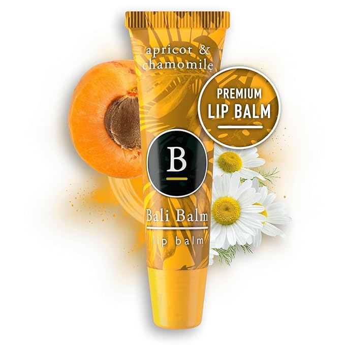 Moisturizing Lip Balm 0.50 Oz - Apricot & Chamomile Flavour - Natural Lip Balm - Vegan and Beeswax-Free Formula - Hydrating Flavored Lip Balm - Shea Butter Enriched Formula