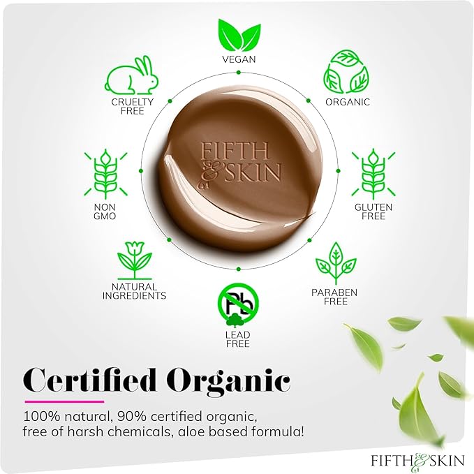 Fifth & Skin: Better’n Ur Skin Liquid Foundation (ESPRESSO - Natural, Organic, Vegan, Cruelty-Free - Gluten-Free Beauty with Buildable Coverage and Palm-Free Luxury - 1 oz