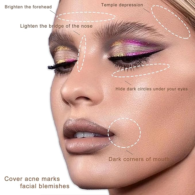 Cream Concealer Corrector Correcting Contour Makeup Set under Eye Concealer Cream Kit for Dark Circles and Blemish 5