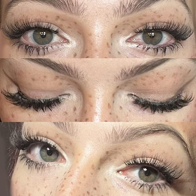 FANXITON Mink Lashes with Clear Band 15 MM 10 Pairs Cat-Eye Lashes Natural Look False Eyelashes Pack Wispy Eyelashes 3D Faux Mink Eyelashes