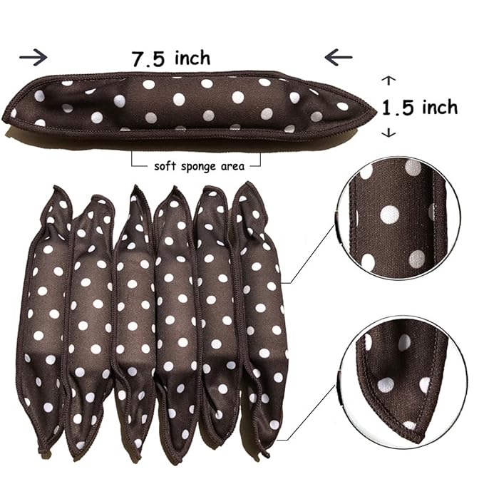 Aimin Soft Satin Sponge Rollers for Heatless Overnight Curls - No Heat Foam Curlers for Long Hair (30 pcs, black)