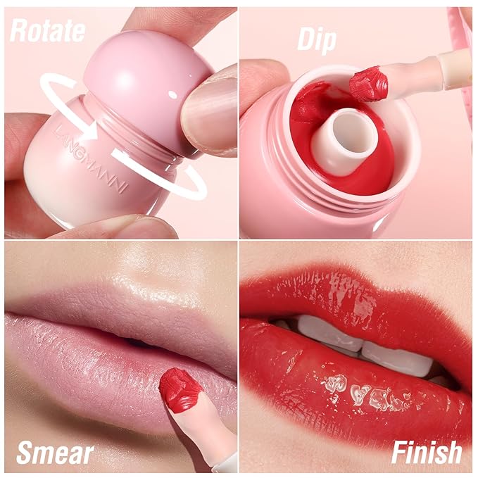 Glow Lip Balm Long-Lasting Moisturizing Lip Gloss, Plumping Lip Oil, Tinted Lip Balm Nourishing Lip Care For Dry Lips, Moisture Lip Repair Hydrating Lip Sleeping Mask Not Sticky Lip Stain(3# Rose Red)
