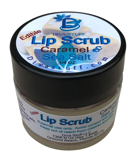 Diva Stuff Ultra Hydrating Lip Scrub for Soft Lips, Gentle Exfoliation, Moisturizer & Conditioner, Caramel & Sea Salt – ¼ oz (Made in the USA)