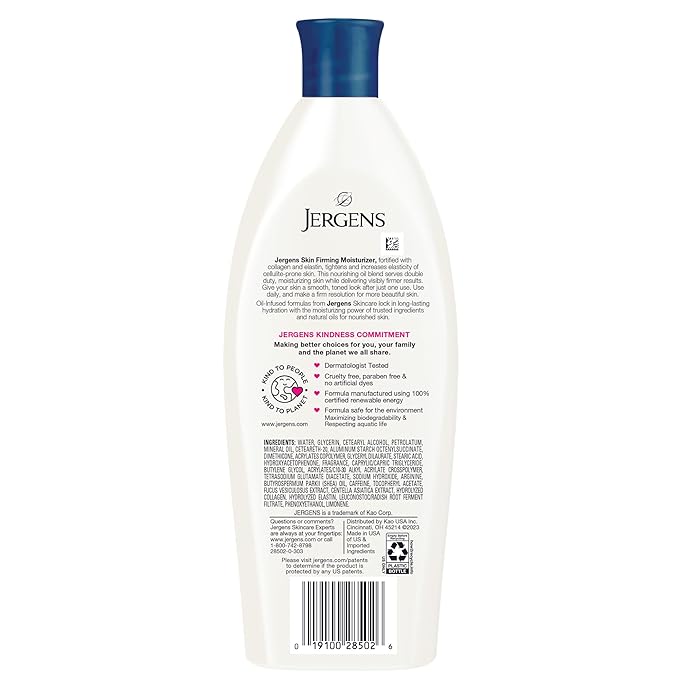 Jergens Skin Firming Body Lotion for Dry to Extra Dry Skin, Skin Tightening Cream with Collagen and Elastin, Hydralucence Blend Formula, 16.8 oz