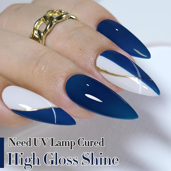 Double Rhythm 0.5Oz Navy Blue Gel Polish Sheer Neutral Natural Light Milky Same Color Same Bottle 15ML Jelly UV Nail Art DIY at Home (Navy Blue-A1107)