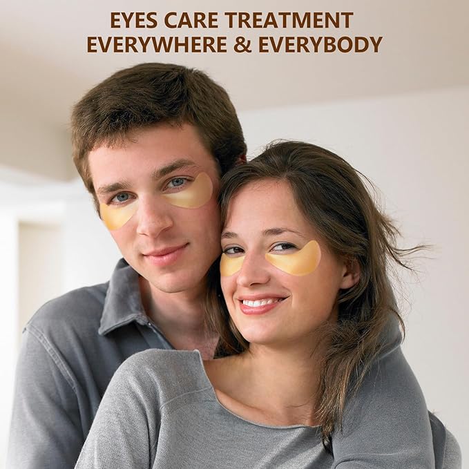 60 Pcs 24K Gold Under Eye Patches with 5 Pieces Travel 24K Golden Eye Mask, 30 Pairs Women Undereye Mask for Dark Circles Puffy Eyes Treatment, Men Gel Pads Hydrating for Puffiness Wrinkle