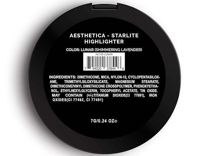 Aesthetica Starlite Highlighter - Metallic Shimmer Highlighting Makeup Powder - Lunar (Shimmering Lavender)