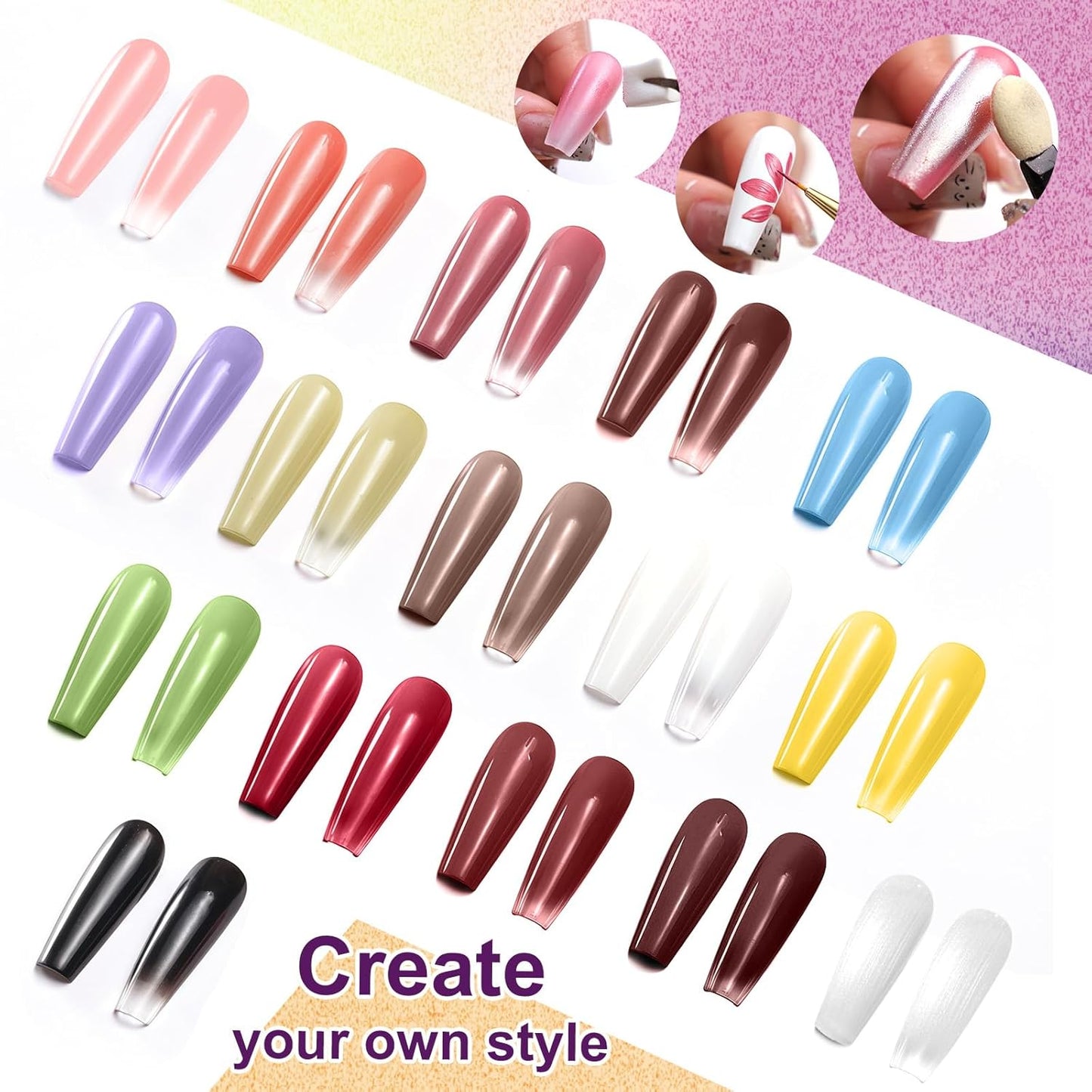 Gradient Painting Gel, 16 Ombre Gel Nail Polish with 100Pcs Nail Sponges &Tweezers for Pigment Pat Nails Almond Nude French Manicure Soak Off UV Long-lasting Palette VelvetSpectrum Studio