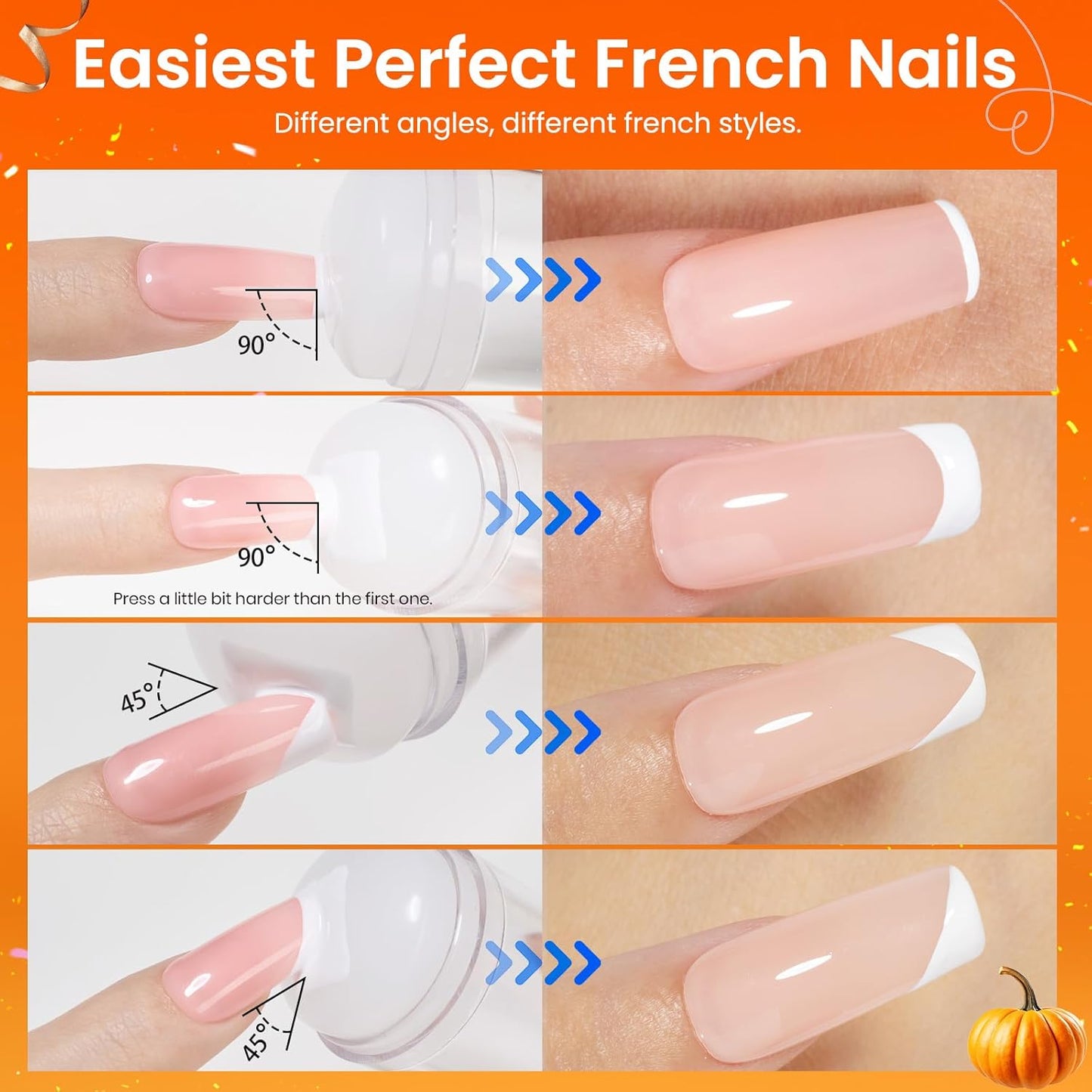 Beetles Nail Stamp 3Pcs Silicone French Tip Nail Stamp Kit with Replacement Nail Stamper Heads and Scrapers Soft Silicone Nail Printing Tool for Home Manicure Diy Nail Art Salon Gifts for Girls