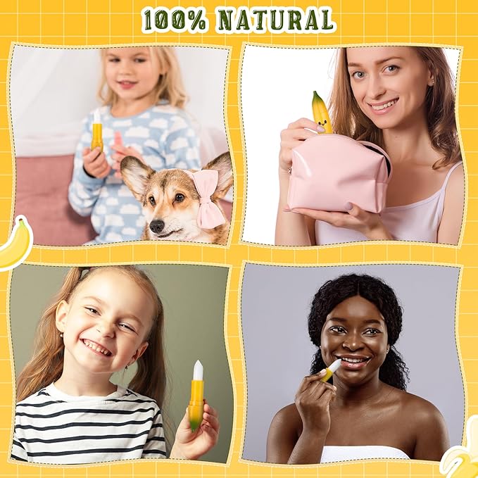 50 Pcs Employee Appreciation Gifts Bulk Banana Lip Balms Staff Appreciation Gift Bulk Lip Balm Gift Set Thank You Gift Lip Care Cream for Coworker Teacher Nurse Women Friend Baby Shower Favors