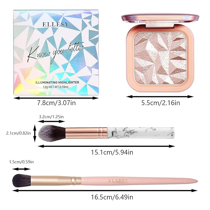 Face Highlighter Makeup Palette Kit, Shimmer Glitter Highlight Contouring Palette Natural Nude Shiny Contour Highlight Makeup Illuminator Highlighter Concealer Palette with brush (Nude Pink)