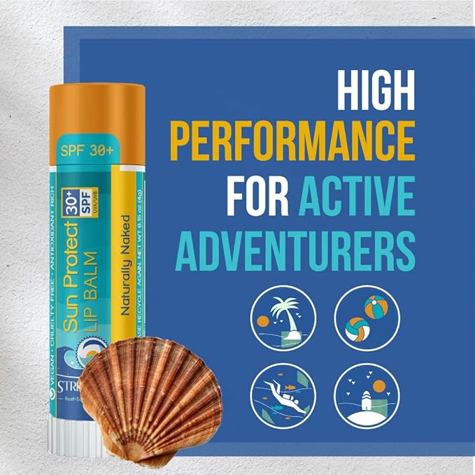 STREAM 2 SEA Naturally Naked Lip Balm Set, Reef Safe SPF 30 Unscented Hydrating Lip Care, Moisturizing Lip Balm + Sun Protect Outdoor Lip Balm For Beach and Sports, Paraben Free Natural Lip Care