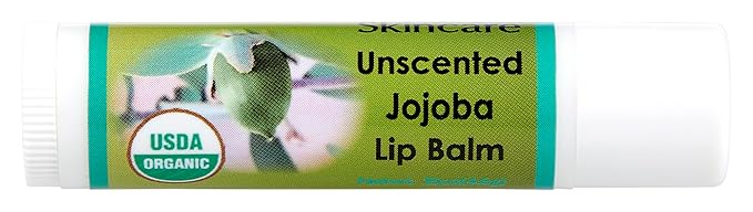 USDA Organic Unscented Lip Balm 2 Pack - Over 70% Pure Organic Jojoba Oil and Organic Beeswax, Soothes and Softens Dry, Cracked, and Sensitive Lips, No Added Scent, No added Taste 15 oz/4.6 gm