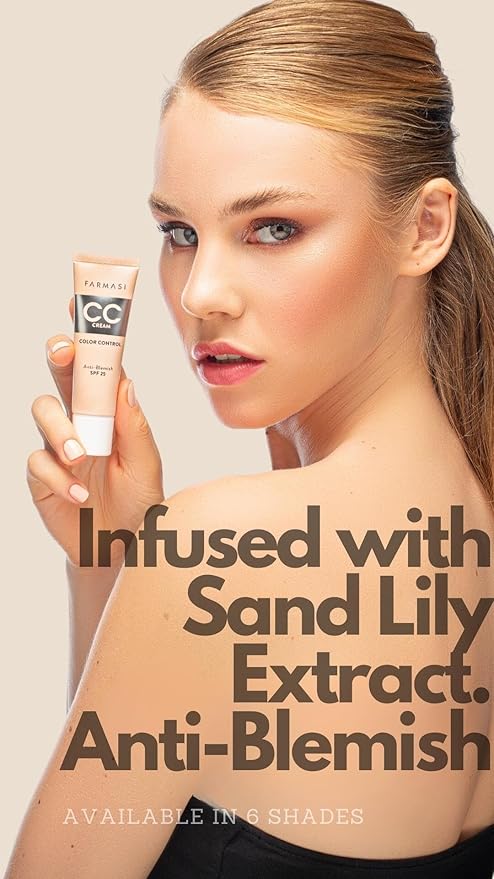 FARMASi CC Color Control Cream, Natural and Flawless Finish, Enriched Formula with Multimineral & Spf 25+, All-Day Hold, All Skin Types, 1 fl. oz, 01 Light