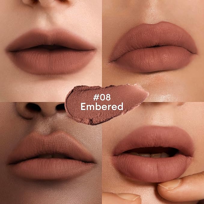 ITY Velvet Matte Finish Lip Stain-Mousse Textured Lip Clay, Red Shade, Conceals Lip Lines, Rich Pigment Lip Tint Lipsticks, 0.14 oz (4g) in Ginger, Embered.