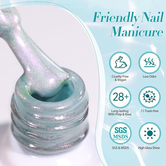 Born Pretty Magnetic Gel Nail Polish Set,Pastel Coral Sea Magnetic Eye Gel Jelly Glass Crystal Magnetic Gel Polish Nail Art Manicure Kit 6PCS