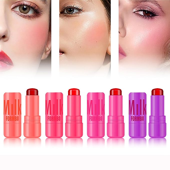 Cooling Water Jelly Tint Blush Makeup Blush Stick 3-in-1 Lip and Cheek Tint Stain Jelly Blush Multi-use Clear Glossy Gel Blush,0.18 Oz (Splash Berry, 0.18 Oz)