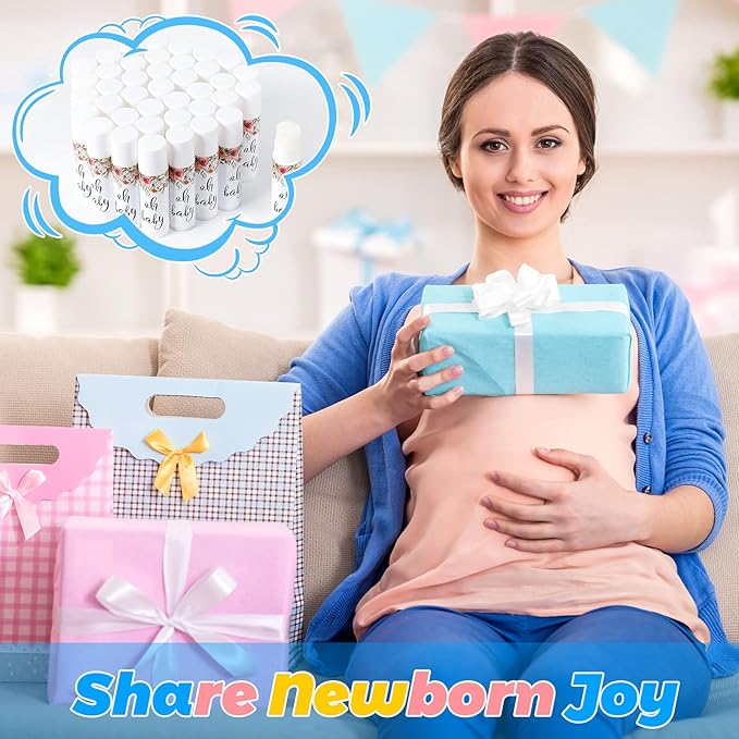 40 Pieces Lip Balm Bulk Baby Shower Jasmine Lip Balm Favors Floral Moisturizing Lip Balm for Women Children Men Girl kids Gender Reveal Favors Gift Baskets (Flower)