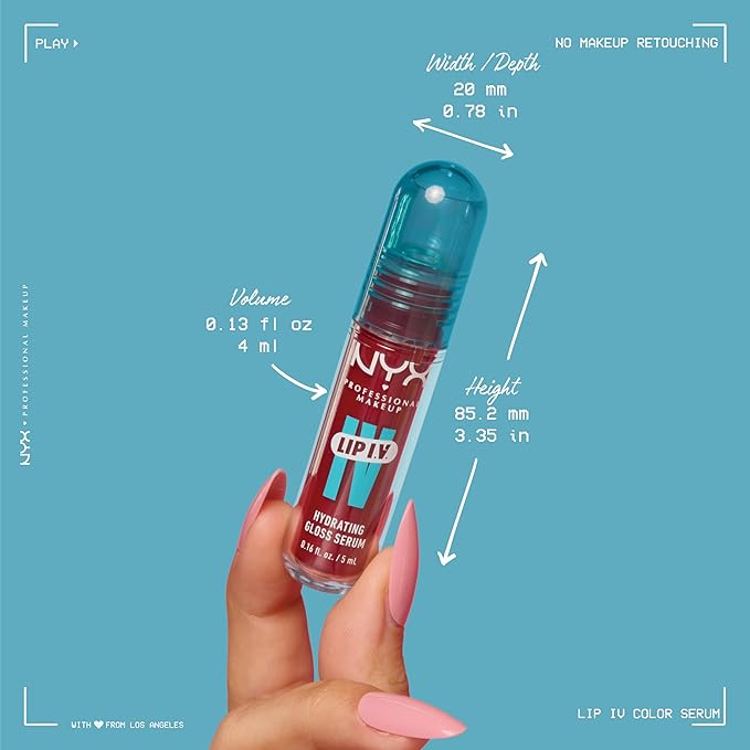 NYX PROFESSIONAL MAKEUP Lip IV Hydrating Glossy Lip Stain with 12HR Hydration - Cranberry Splash (Red)