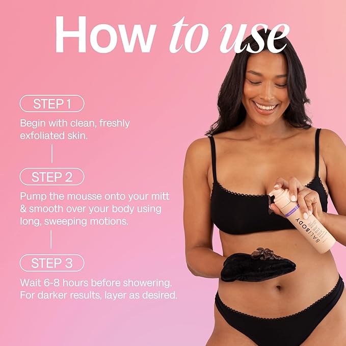 Bali Body Deep Violet Self Tanning Mousse – Self Tanner Mousse Violet-Based Formula for Dark, Fake Tan with Olive Undertones – Hydrating, Sunless Tanner for Sensitive Skin – 200ml / 6.7fl oz